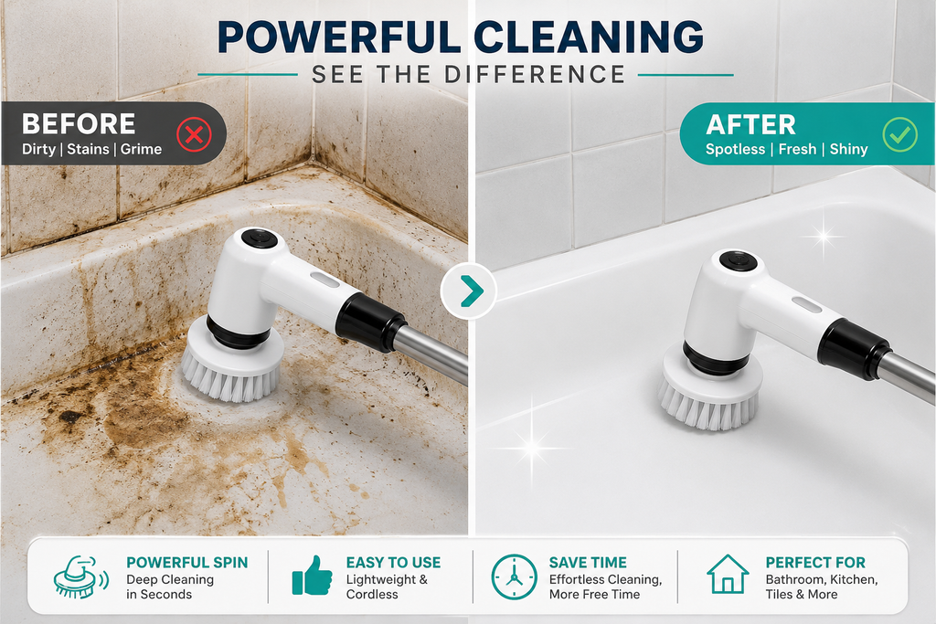 ✨ Say Goodbye to Tough Stains , 9 in 1 Electric Spin Scrubber