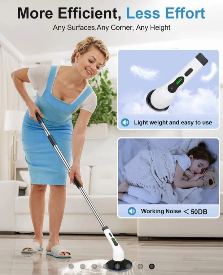 ✨ Say Goodbye to Tough Stains , 9 in 1 Electric Spin Scrubber