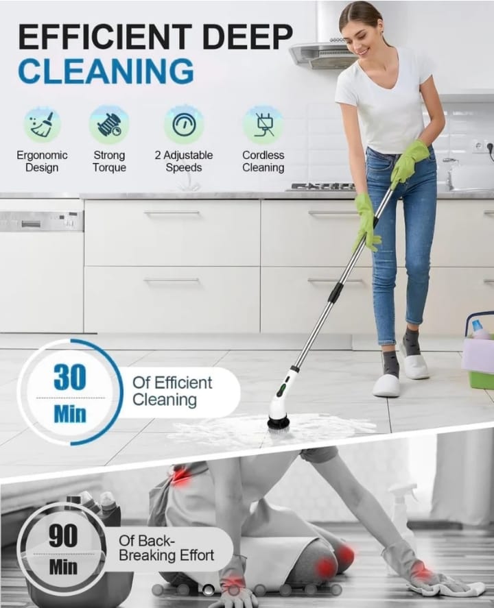 ✨ Say Goodbye to Tough Stains , 9 in 1 Electric Spin Scrubber