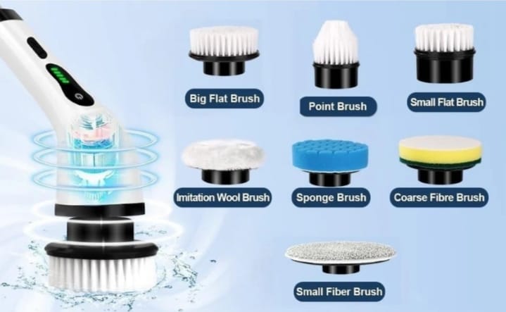 ✨ Say Goodbye to Tough Stains , 9 in 1 Electric Spin Scrubber